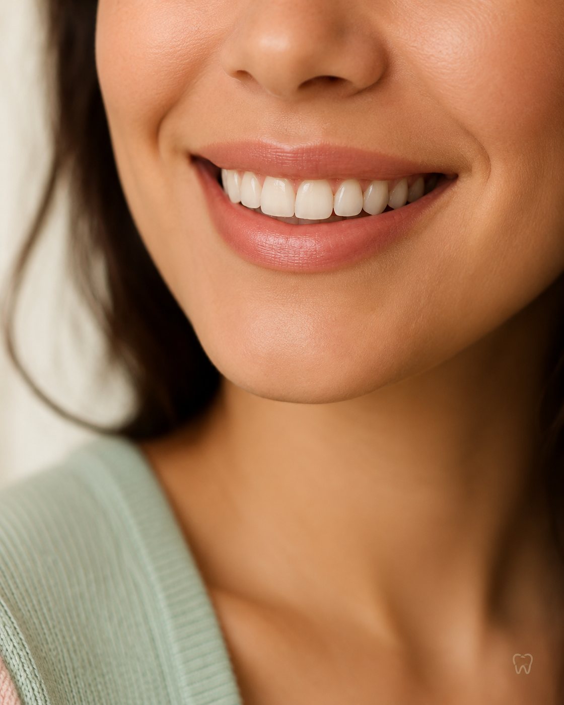 Natural smile close-up with soft lighting