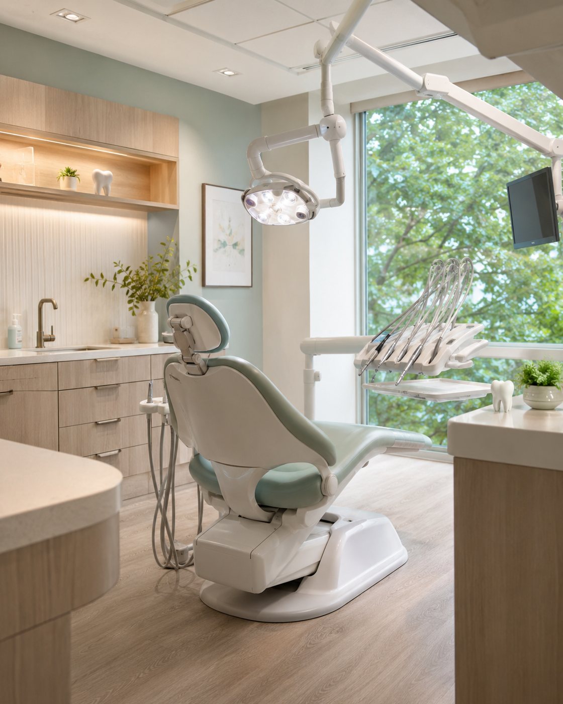 Calm modern dental treatment room