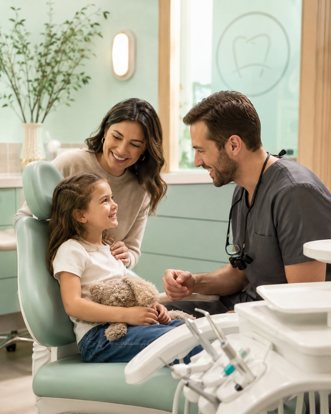 Child and parent during a friendly dental visit